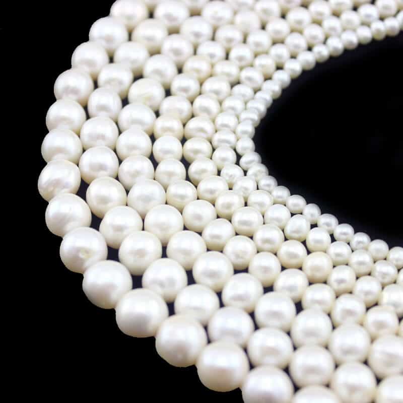 Natural AAA grado redondo perlas de agua dulce perlas Joyas Strand 15" 6-7 mm 
