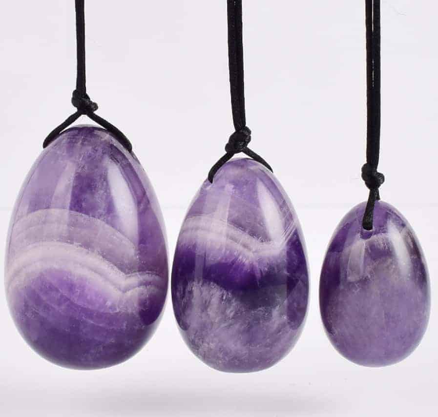 Amethyst yoni eggs,drilled with string - FromOcean.com