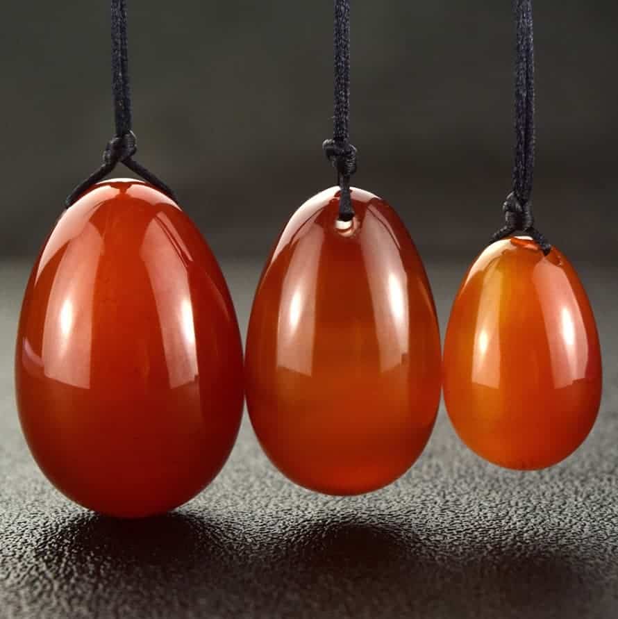 Red Agate yoni egg Set,drilled with string - FromOcean.com