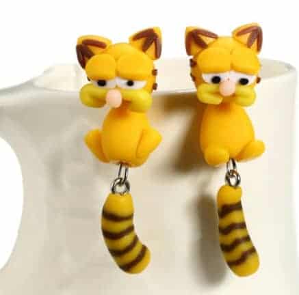 handmade polymer clay 3D Animal earrings (tiger ) 