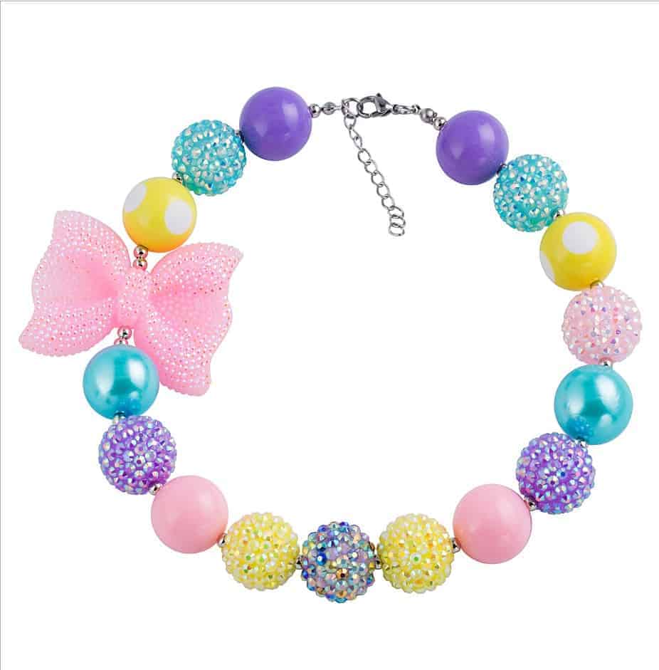 Vinjewelry Girls Dress Up Necklace Kids Chunky Bubblegum Beaded Necklace 10#