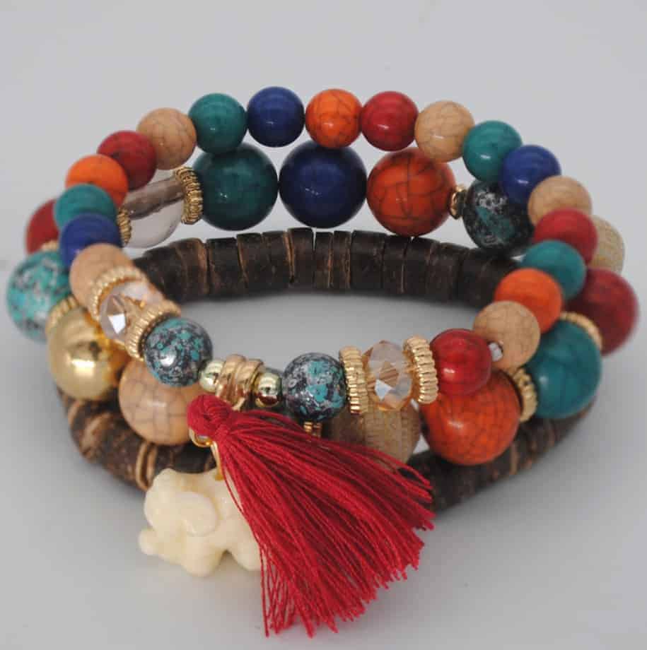 Mixed bead elephant bracelet