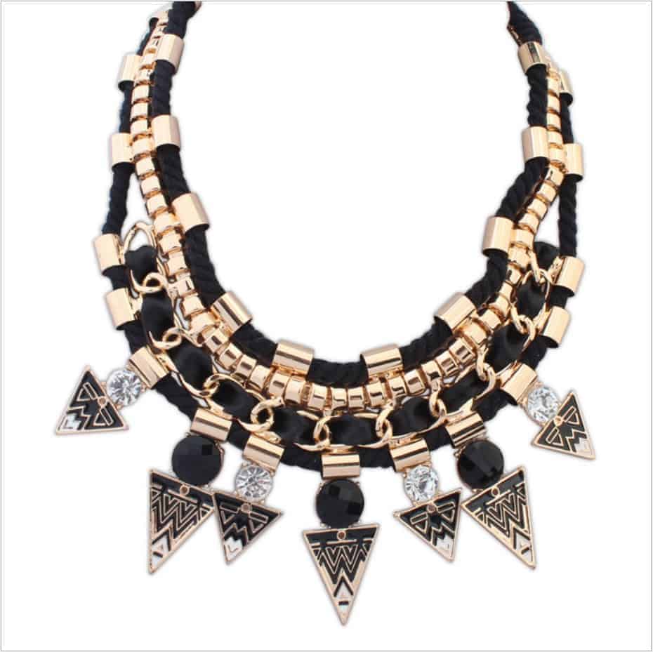 Handmade Punk style multi-layer necklace,length:47+2cm,black ...
