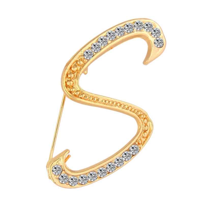 Men and women fashion Alphabet brooch from A-Z Choice YNB1 Gold plated ...