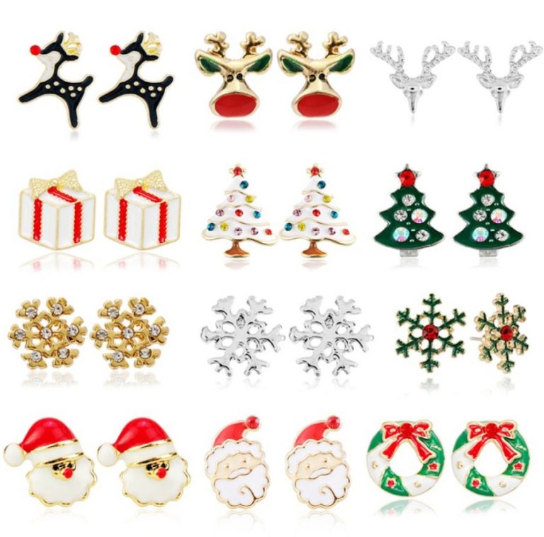 Stud Earrings for Christmas, 10 Pair a lot - FromOcean.com