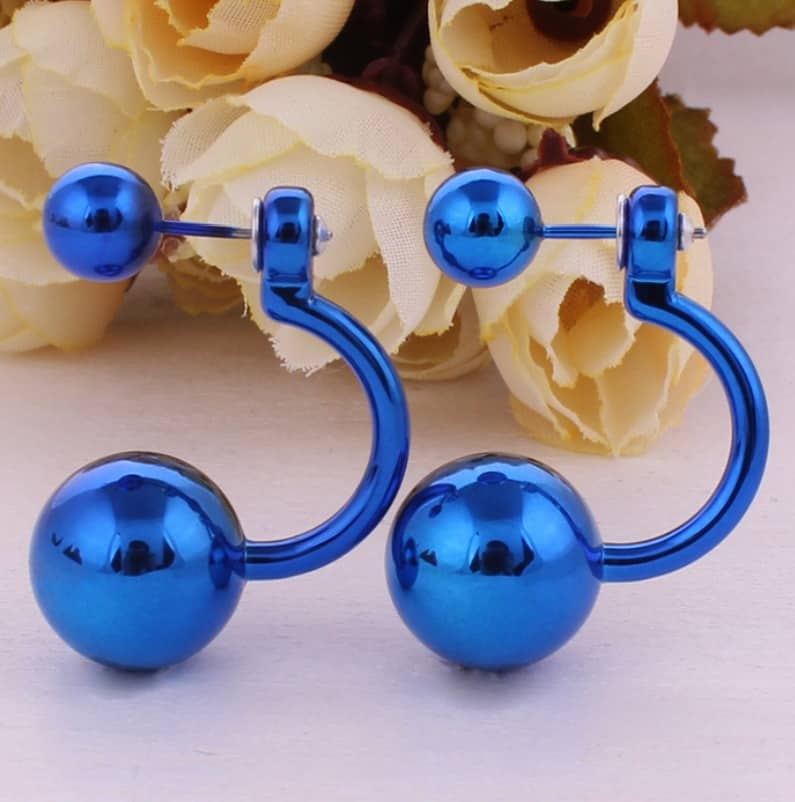 Double Ball Fashion Earrings, 16mm-8mm,#YUESEN001 - FromOcean.com