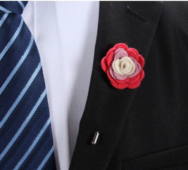 Fabric Flower Lapel Pins for Suit, 2 tone,20 Colors - FromOcean.com