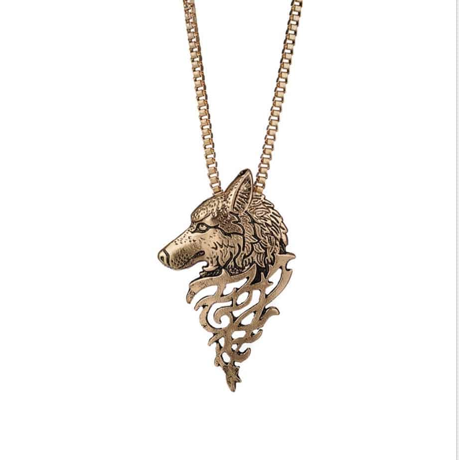 Men's Vintage wolf head necklace,25+2inch more color for choice ...