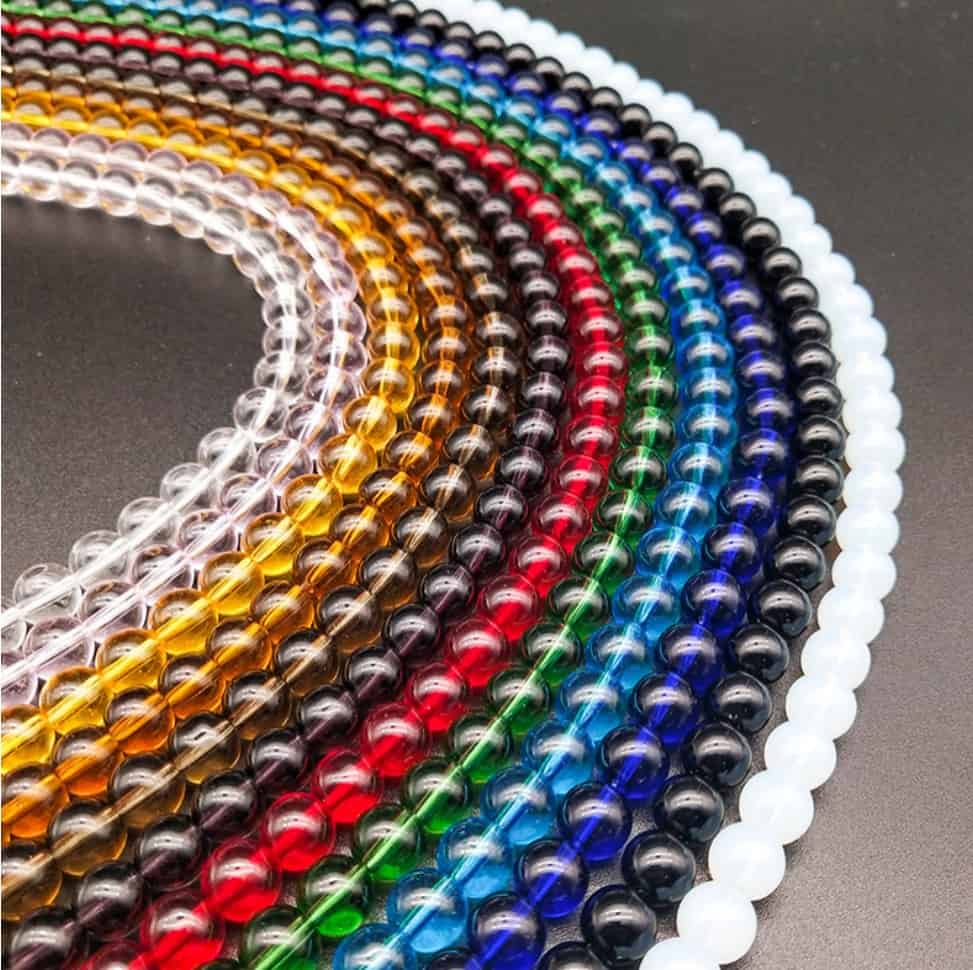 Assorted Glass beads, Smooth 8mm Round, Hole 1.0, 1000pcs / bag