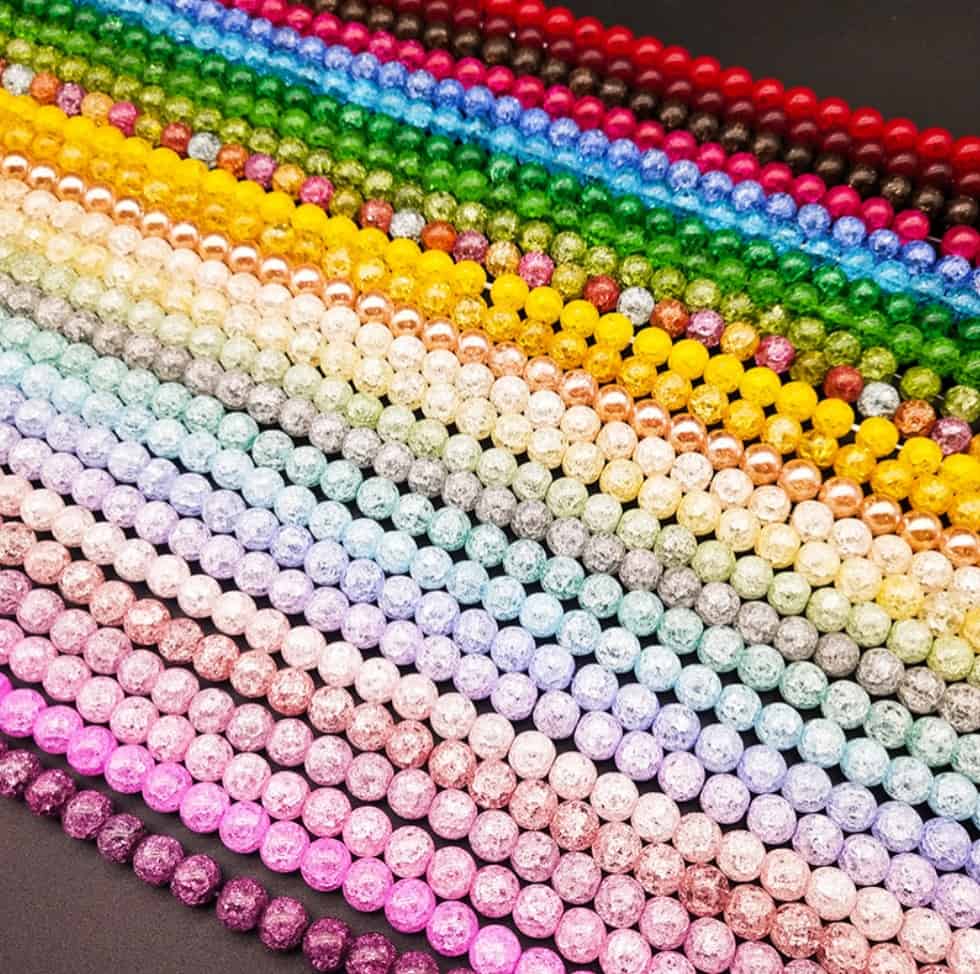 Multi Color Crackle glass beads, Smooth round, 4mm-12mm, sold by strand ...