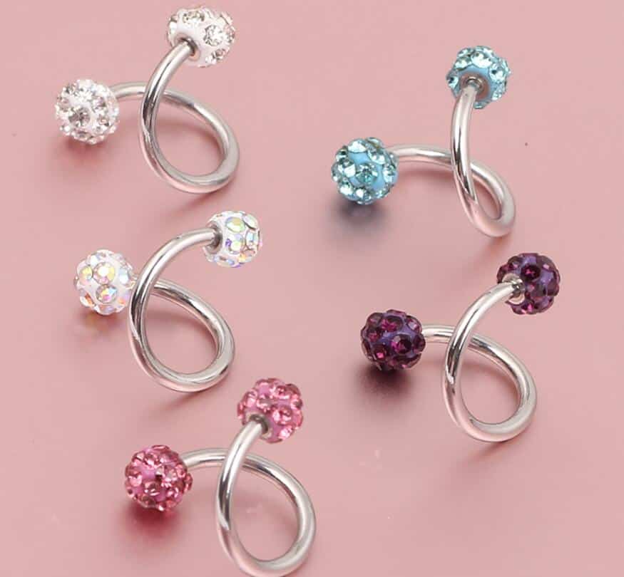 wholesale,piercing jewelry,doubt ball,full crystal,nose ring