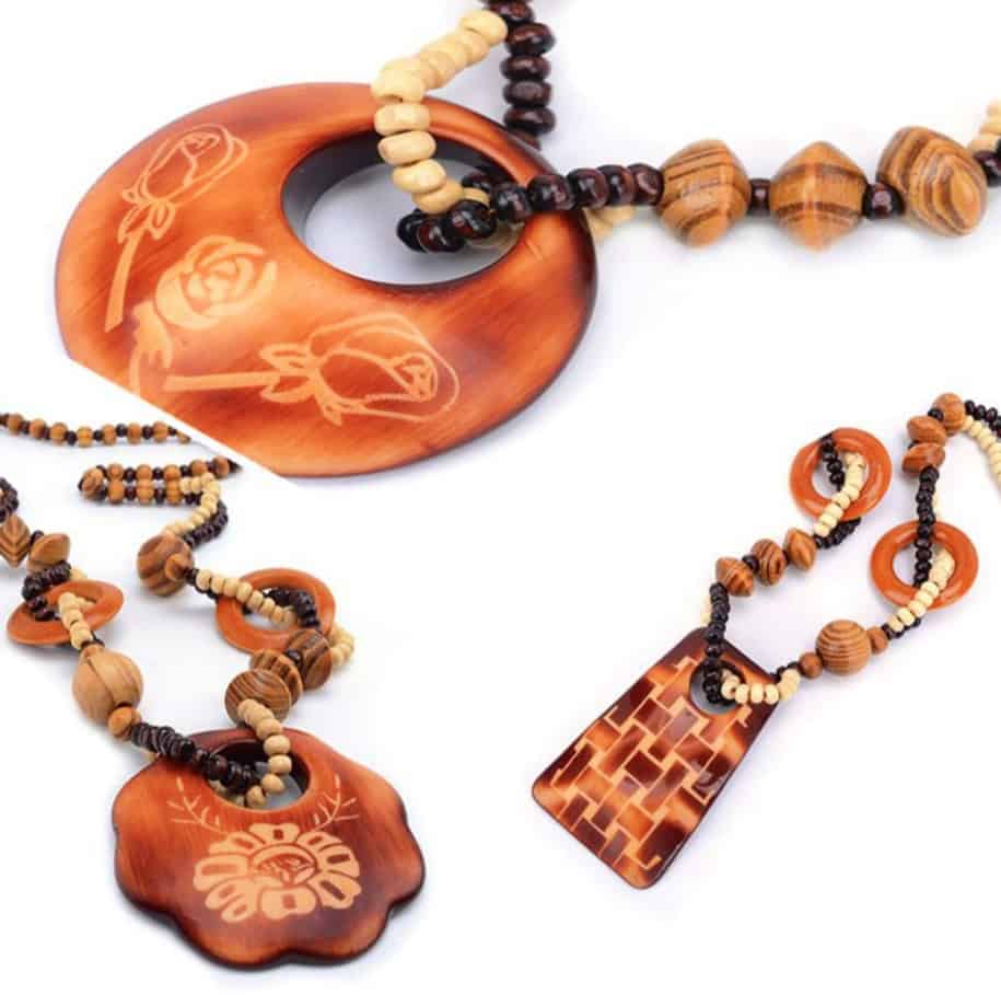 Africa Style Wooden beads long necklace, sold by dozen - FromOcean.com