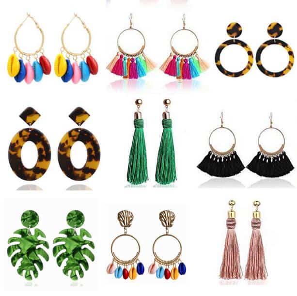 Earring 9 pairs Set Acetate Long Boho Tassel Earrings - FromOcean.com