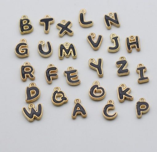 Enamel Alphabet Charms for Jewelry Accessories Making, Gold Tone ...