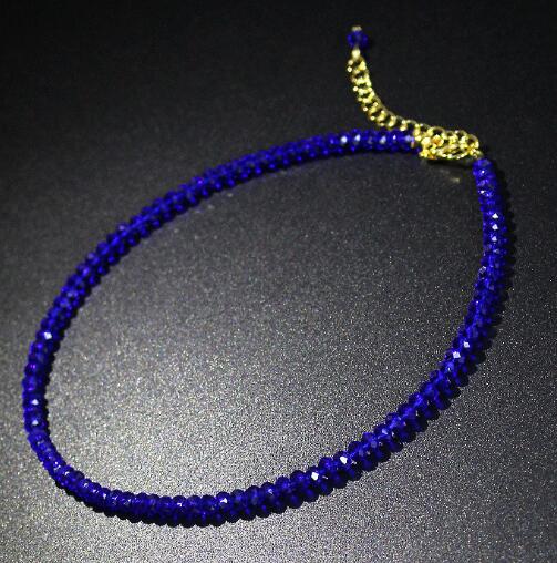 Women's 4MM Crystal bead short necklace 12+3.5inch - FromOcean.com