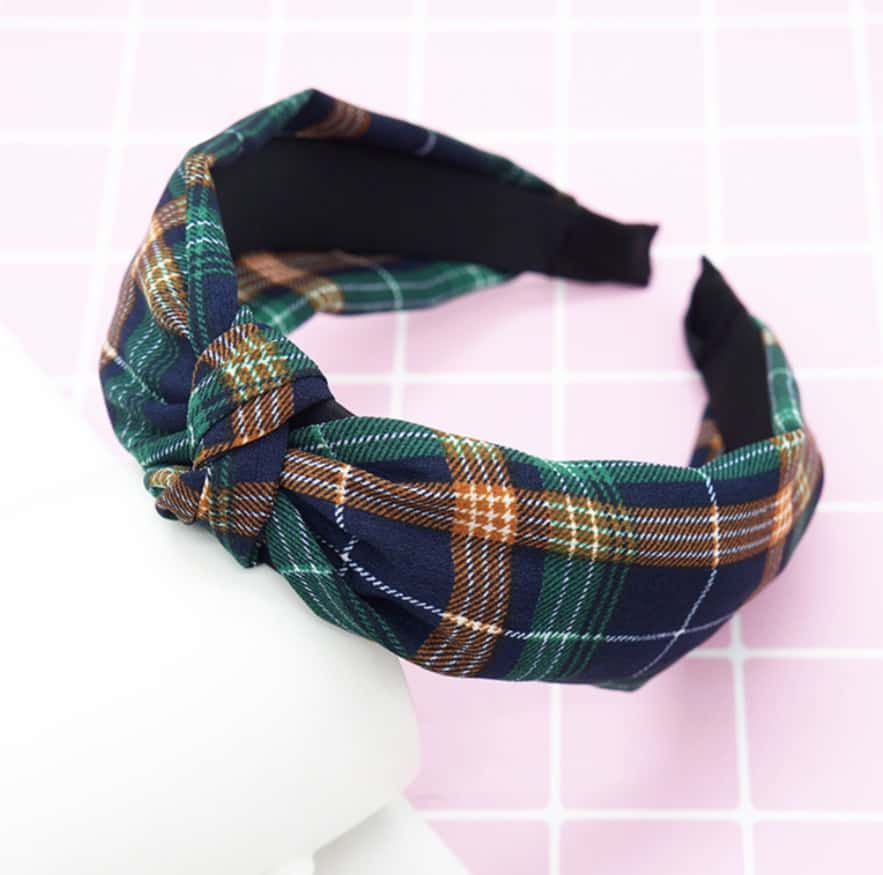 Plaid Knotted fabric wide-brimmed headband - FromOcean.com
