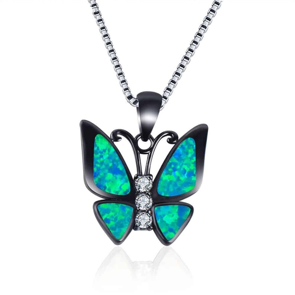 Opal butterfly Pendant Short Necklace,16 INCH - FromOcean.com