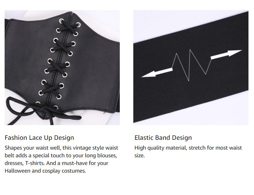 Women's Elastic Costume Waist Belt Lace-up Tied Waspie Corset Belts for  Women 