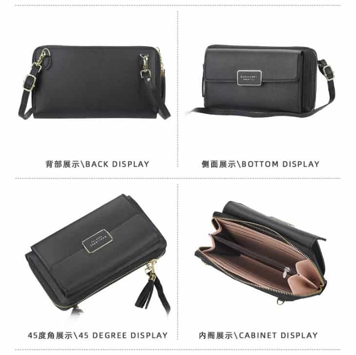 myfriday Small Crossbody Cell Phone Purse for Women, Mini Messenger Shoulder Handbag Wallet with Credit Card Slots A-Black