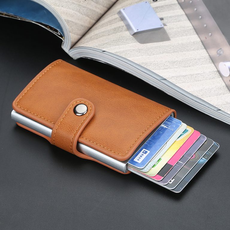 Credit Card Holder RFID Blocking Automatic Pop Up Wallet Slim Money ...