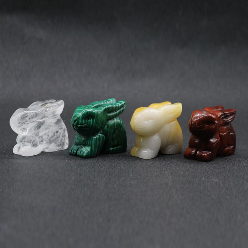 Semi-precious stones carvings animal, “ rabbit , 12 pcs/box -  